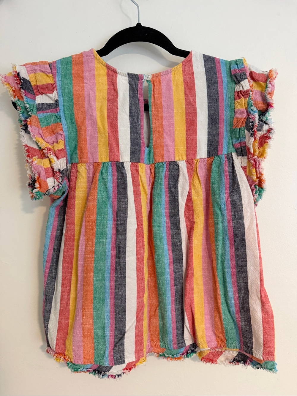 THML Multicolor Striped Ruffle Sleeve Top - Yellow, Pink, Green, Blue - Picture 3 of 3